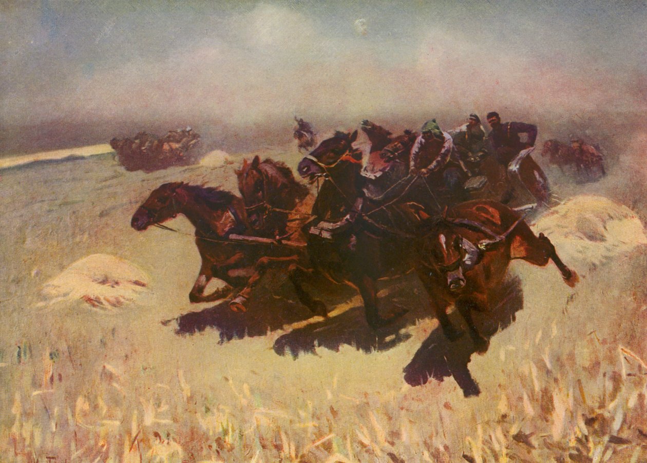 Tachanka (litografia a colori) da Mitrofan Borisovic Grekov