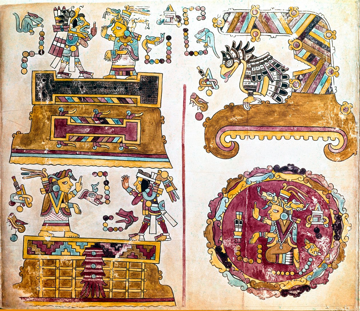 Codice Mixteco con illustrazioni di attività quotidiane da Mixtec Mixtec