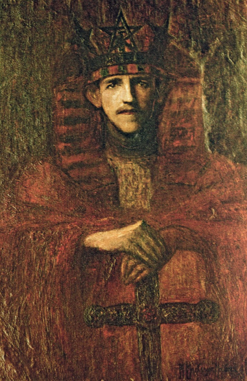 Samuel Liddell MacGregor Mathers (1854-1918) in abiti cerimoniali relativi alla magia rituale, c.1895 da Moina Mathers