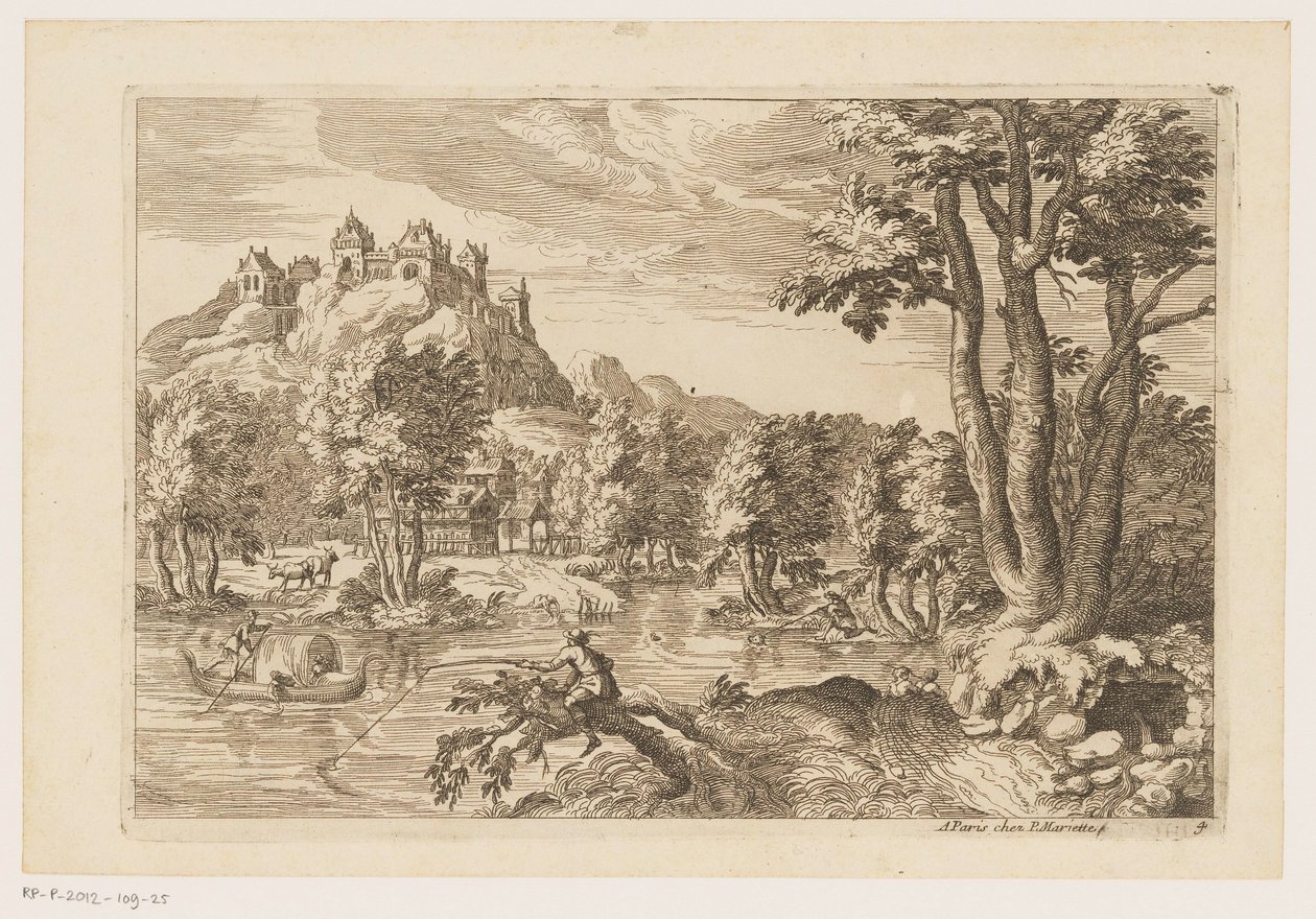 Paesaggio con pescatori da Moise Jean Baptiste Fouard