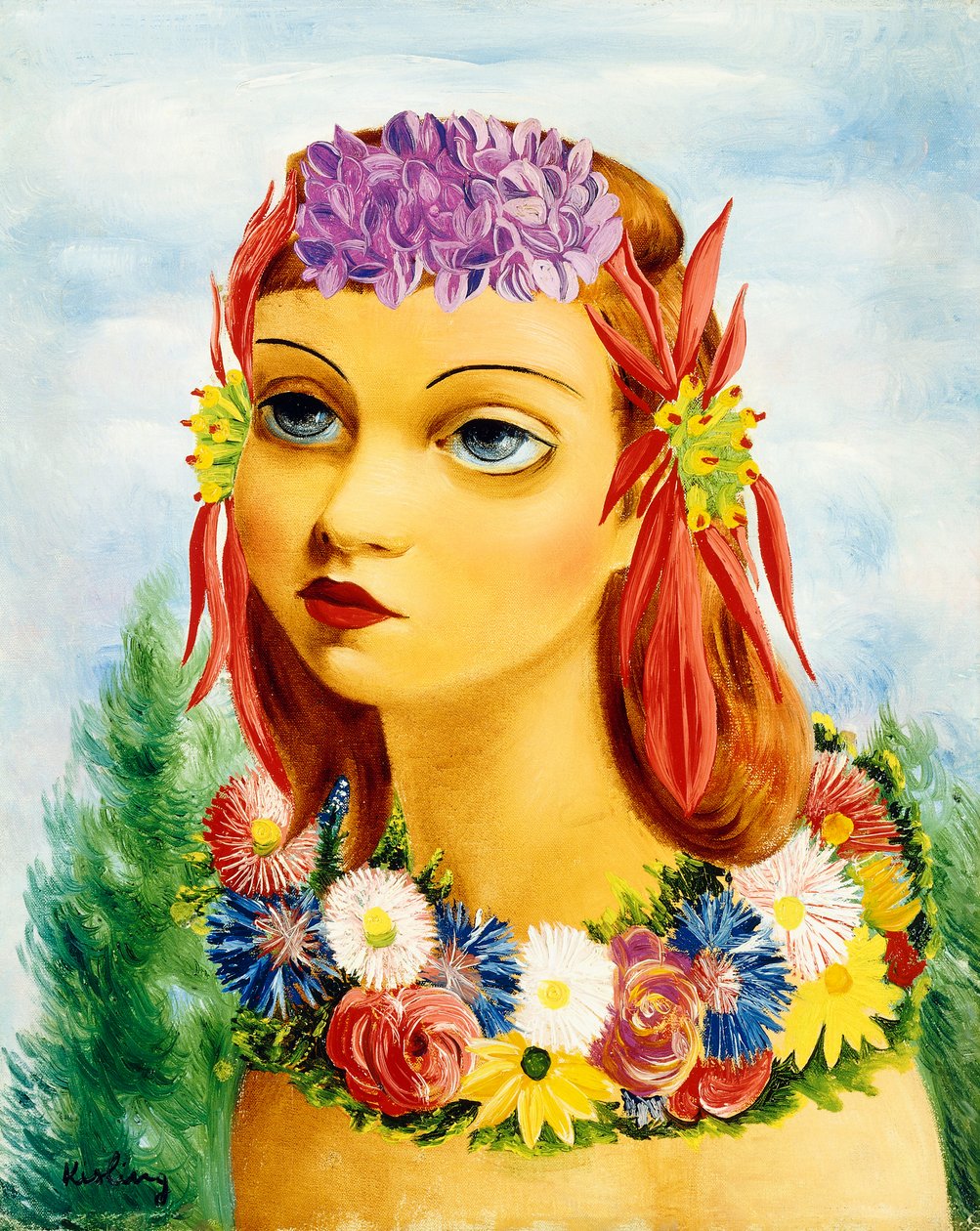 Donna con fiori da Moise Kisling