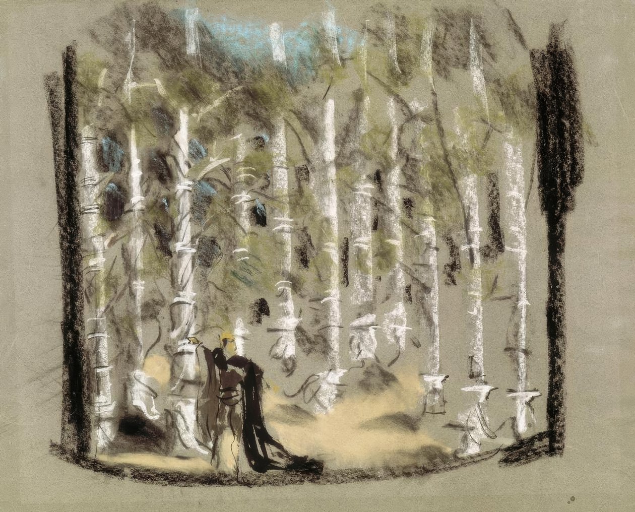 Bozzetto scenografico: La foresta da Molière