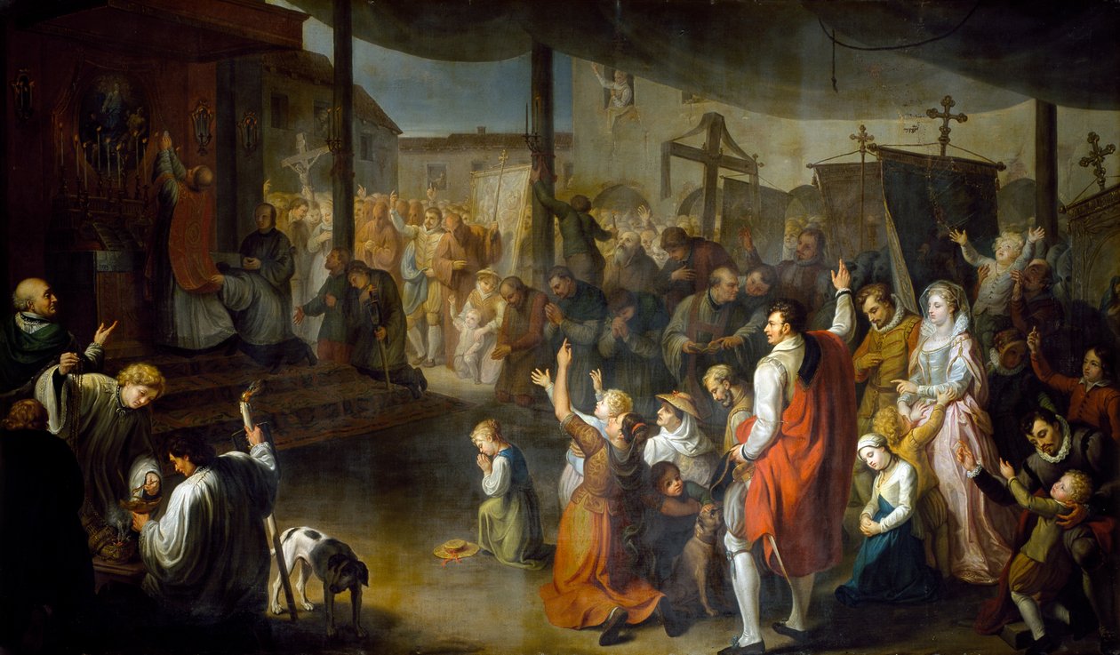 Il voto dei cittadini di Carmarthenshire per porre fine alla peste del 1630 da Moneta Jr. Sleet