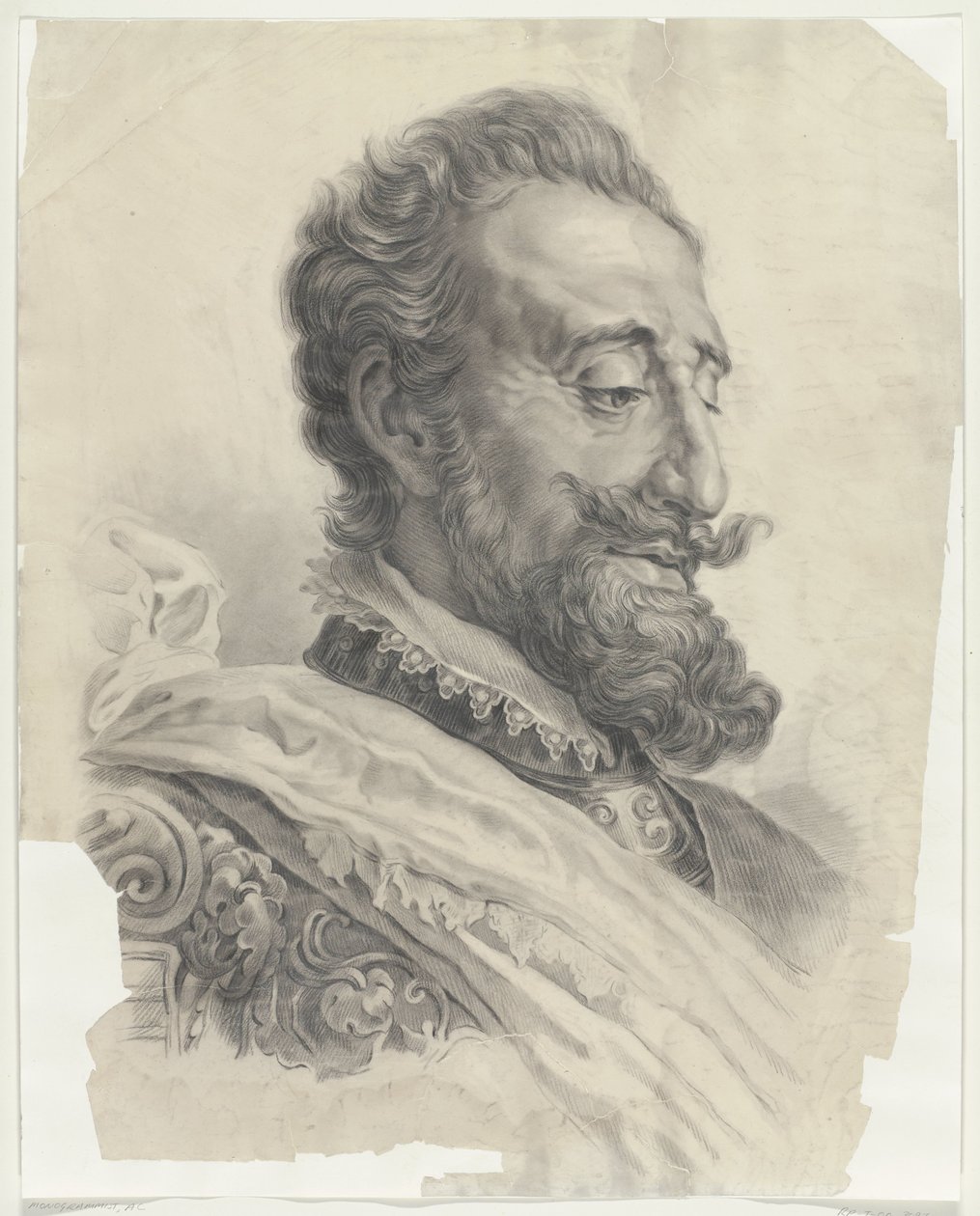 Testa di uomo con barba, verso destra da Monogrammist AC