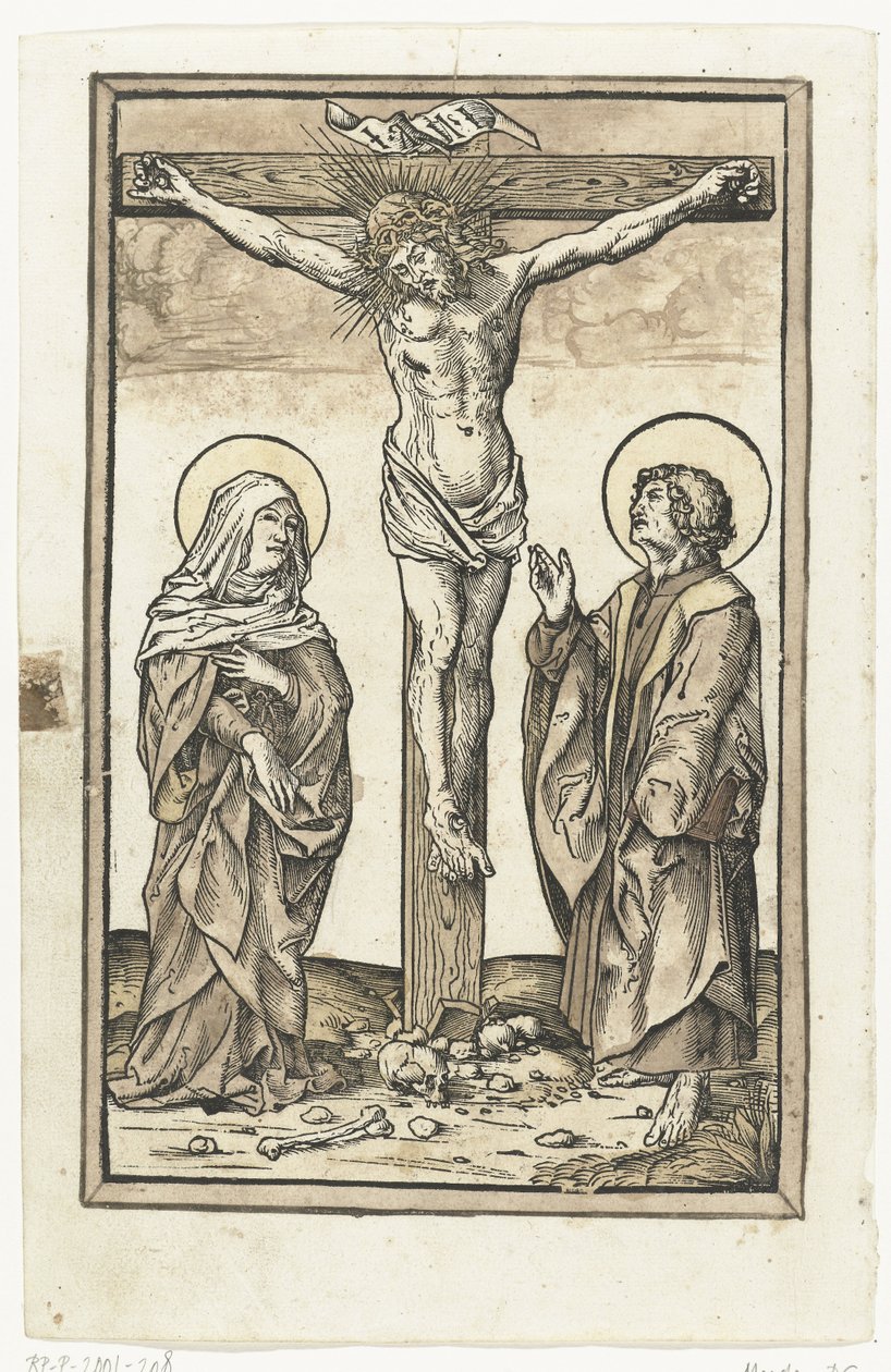 Cristo sulla croce, con Maria e Giovanni da Monogrammist DS (graveur) (attributed to)