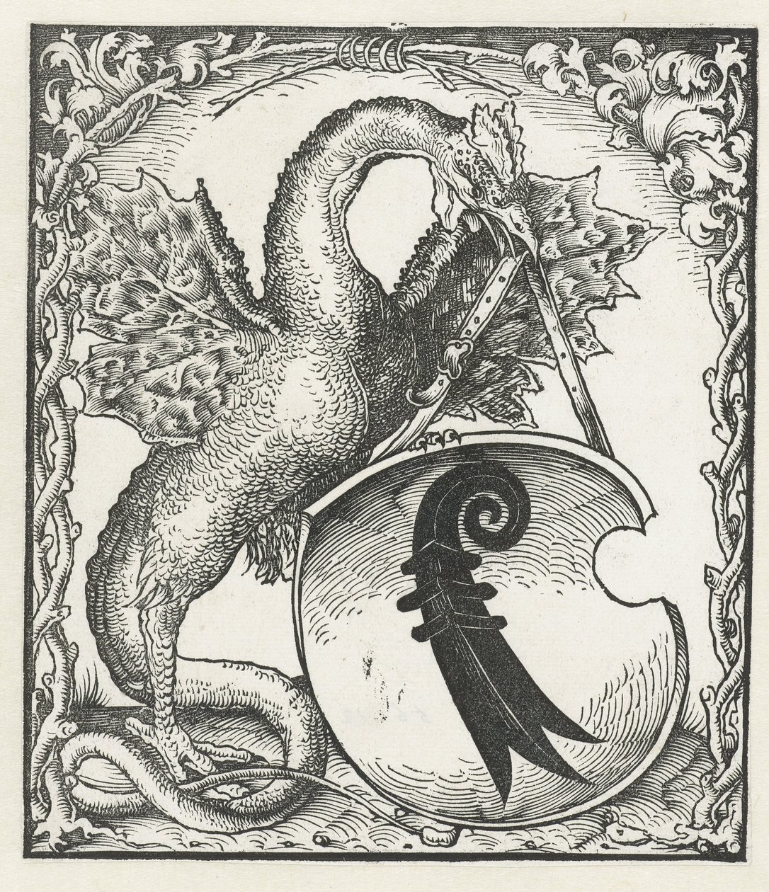 Drago con lo stemma di Basilea da Monogrammist DS (graveur) (attributed to)
