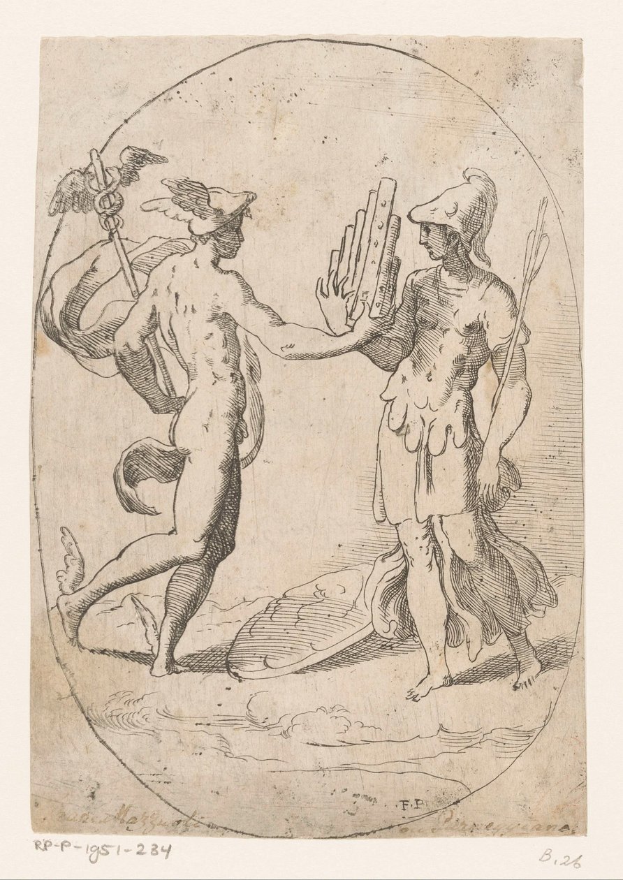 Mercurio e Bellona da Monogrammist FP (Italië; 16e eeuw)