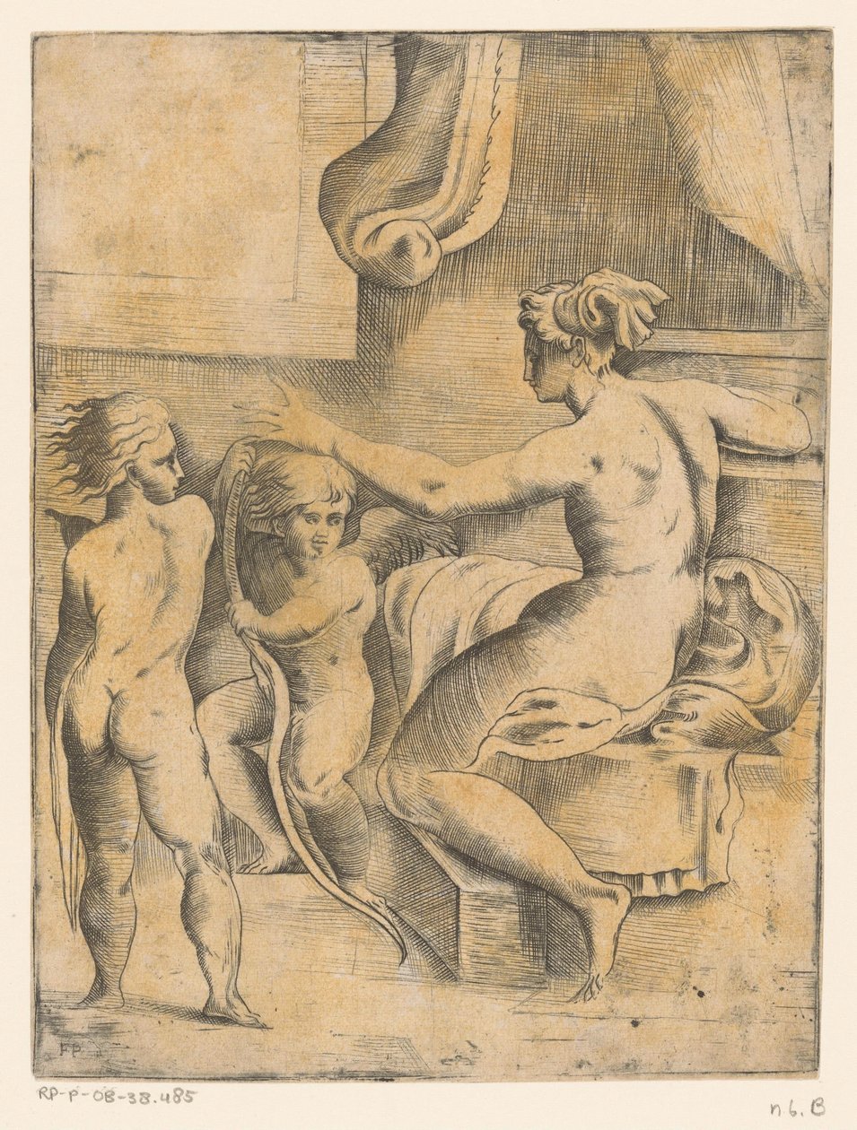 Venere con due putti da Monogrammist FP (Italië; 16e eeuw)