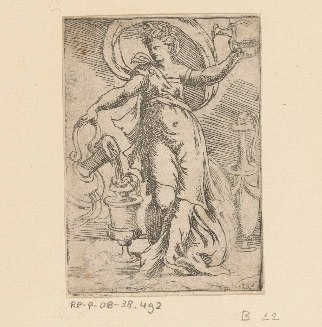 Donna con brocche e anfore da Monogrammist FP (Italië; 16e eeuw)