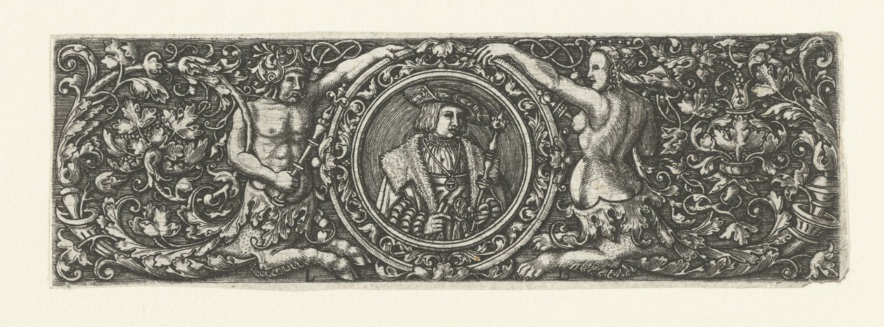 Fregio con ritratto di Massimiliano I in un medaglione da Monogrammist LB (Nederlanden)