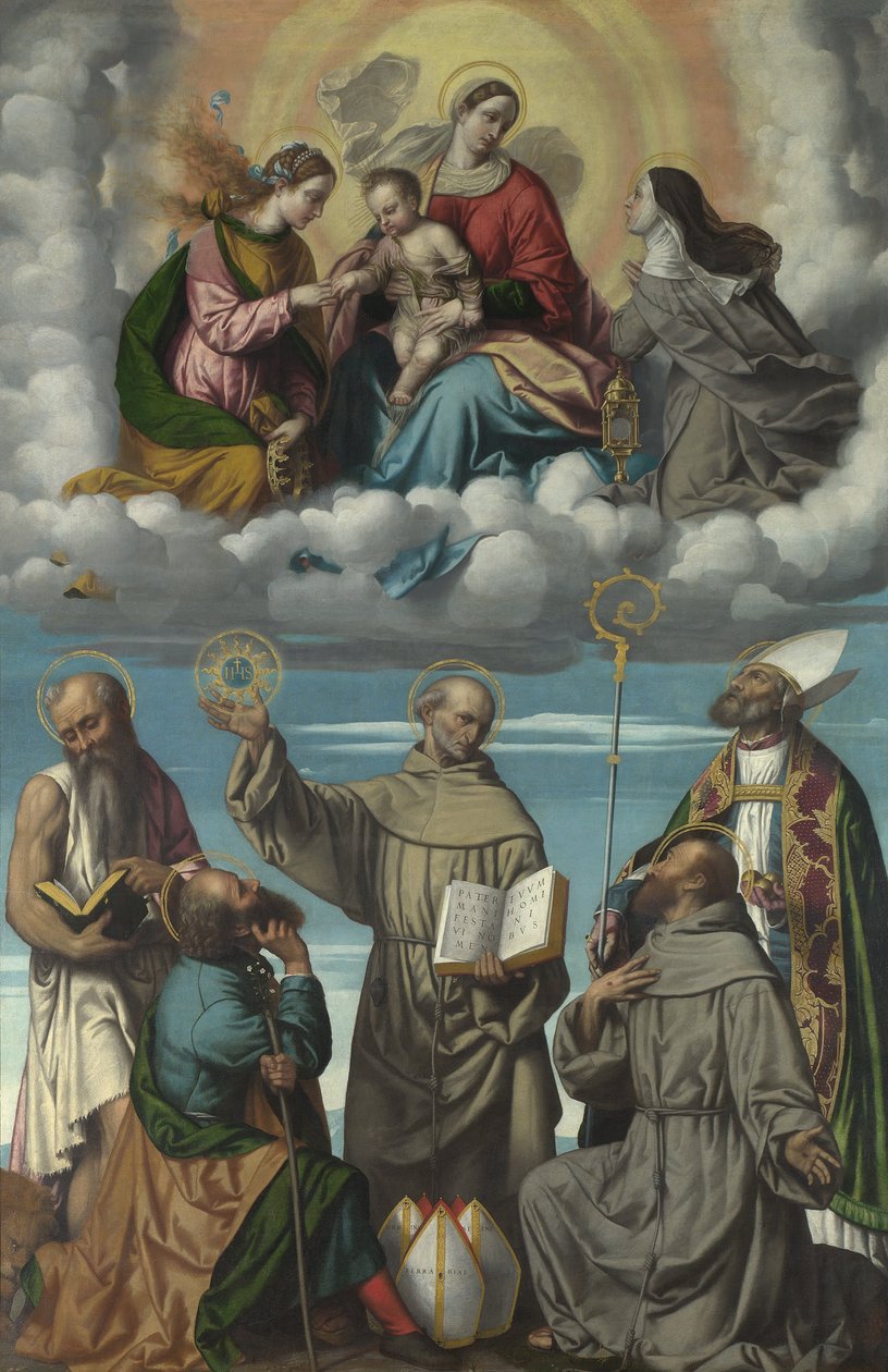 La Vergine e il Bambino con San Bernardino e altri santi da Moretto da Brescia