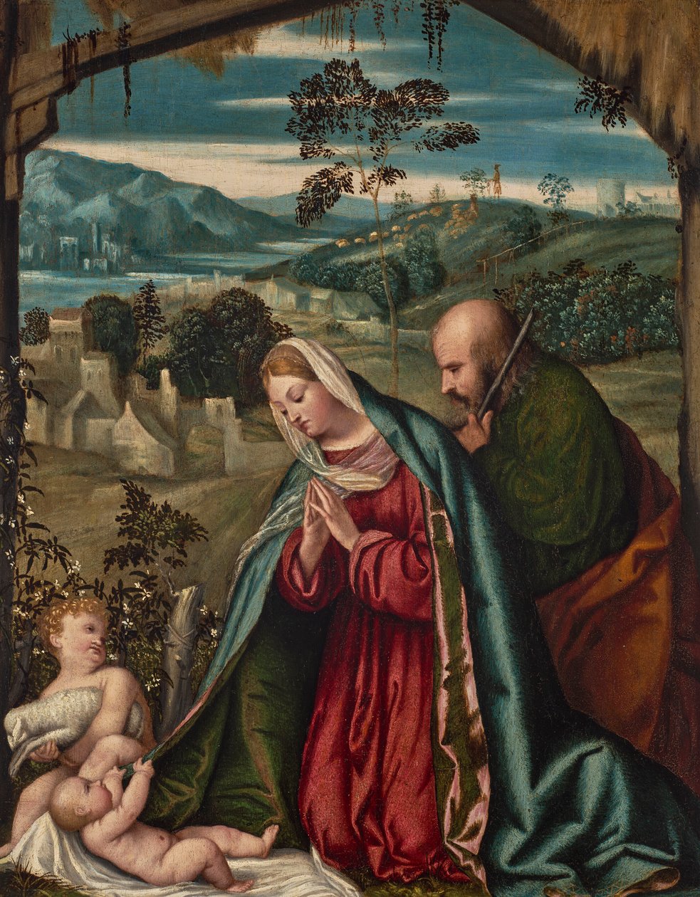 La Sacra Famiglia in un paesaggio da Moretto da Brescia