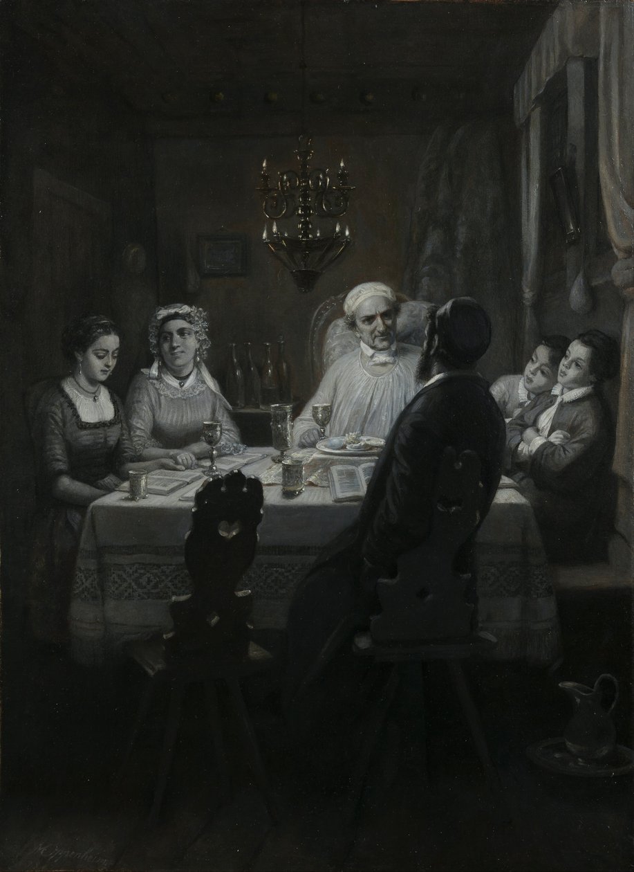 Seder (Il pasto di Pasqua) da Moritz Daniel Oppenheim