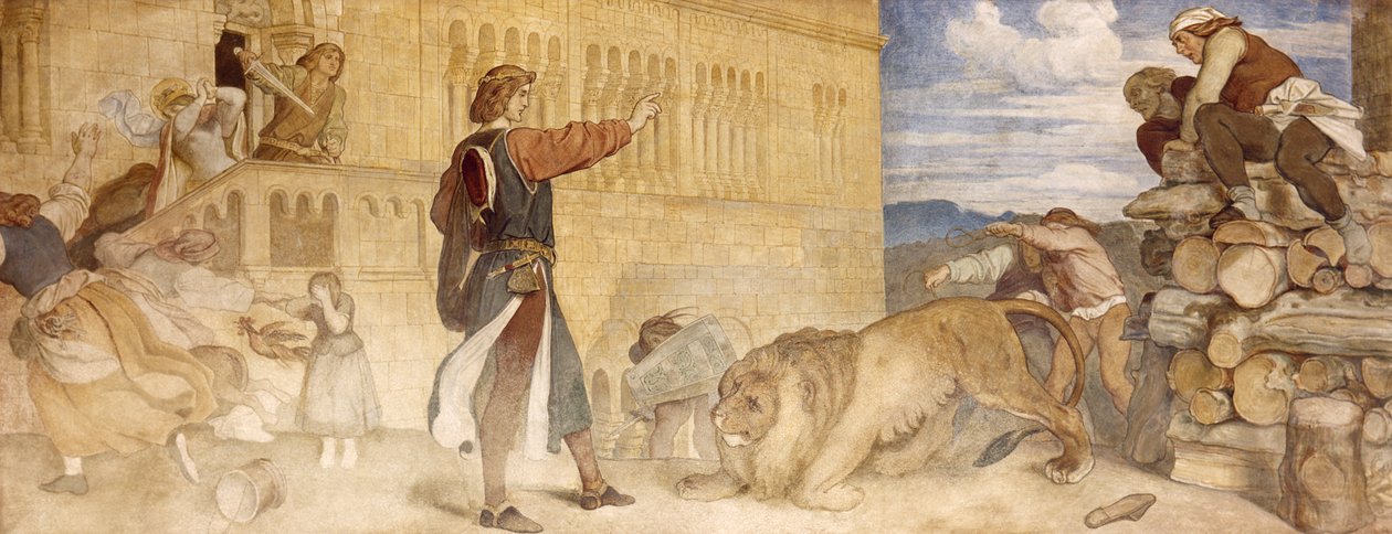 Trattava i leoni come se stesse scherzando, c.1854-55 da Moritz Ludwig von Schwind