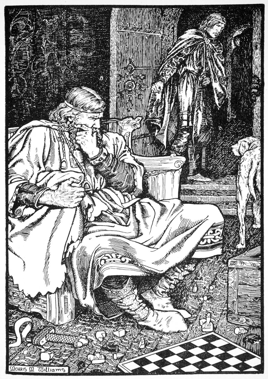 Re Canuto e il Conte Ulf litigano per gli scacchi, Roskilde, Danimarca, 1026 1913 da Morris Meredith Williams