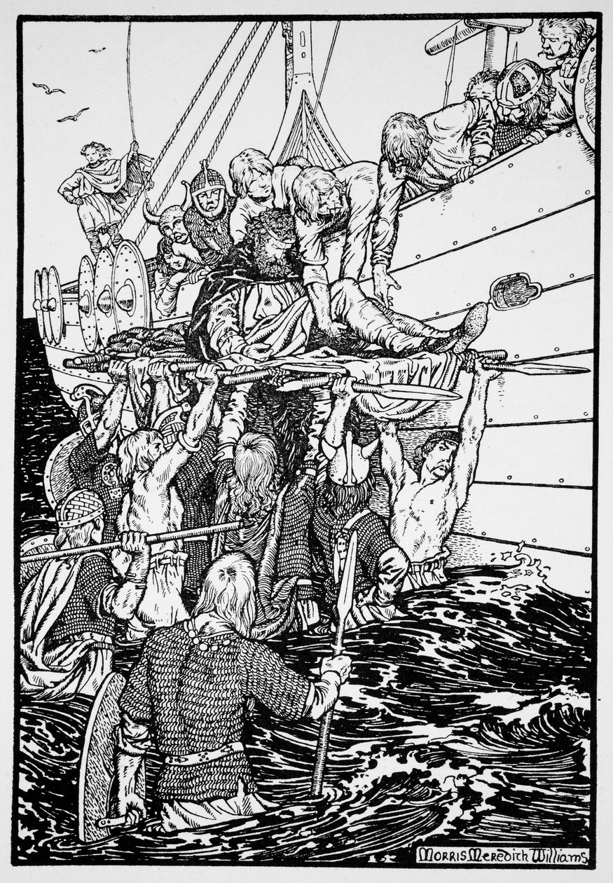 Il re morente Haakon portato alla sua nave, 961 1913 da Morris Meredith Williams