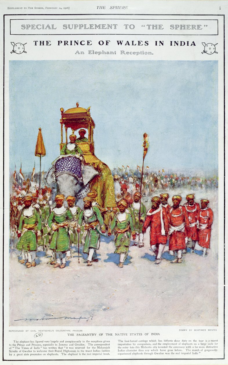 Una ricezione di elefanti per il Principe di Galles, illustrazione da 