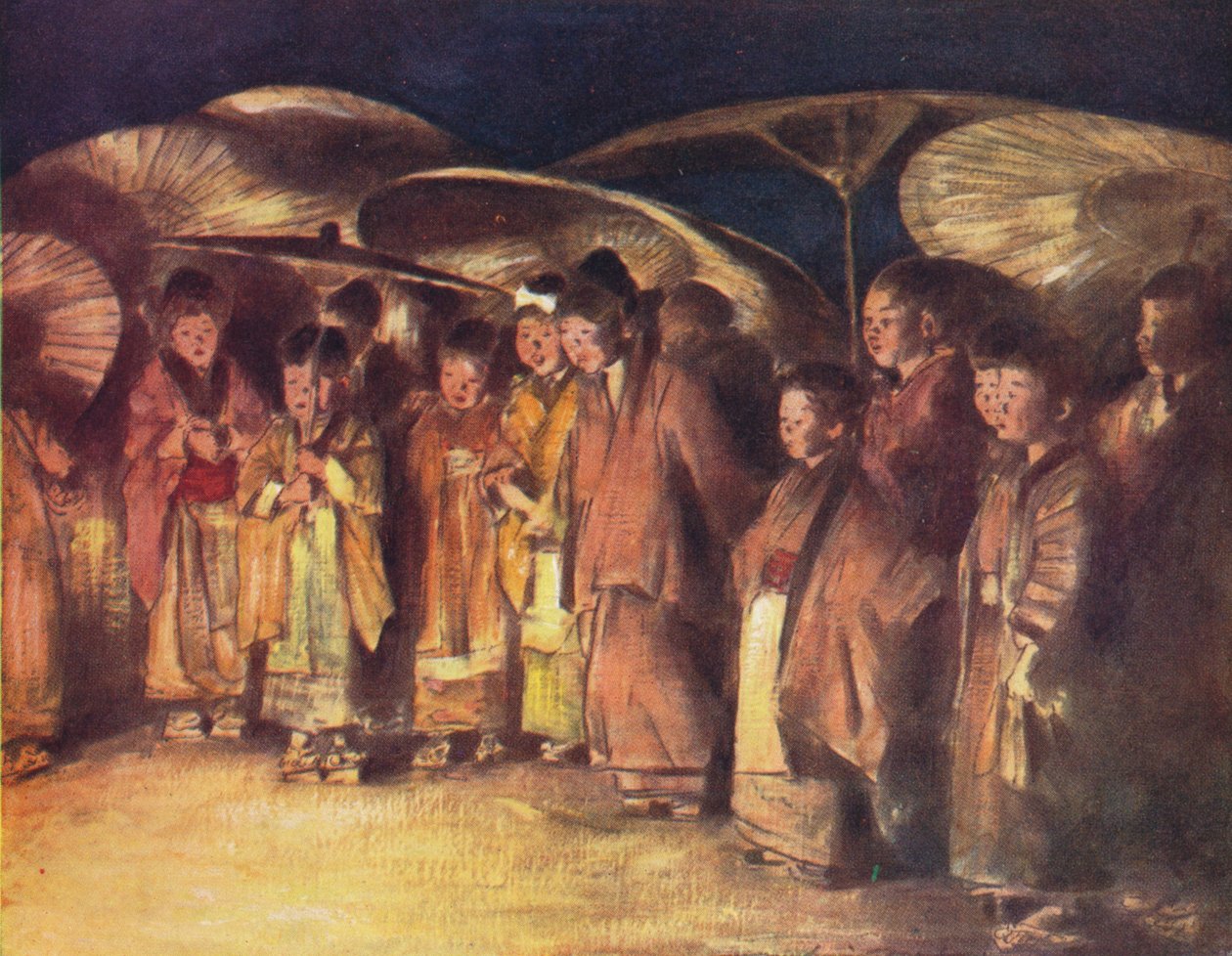 Una scena di strada, Kioto, c1887, 1901 da Mortimer L Menpes