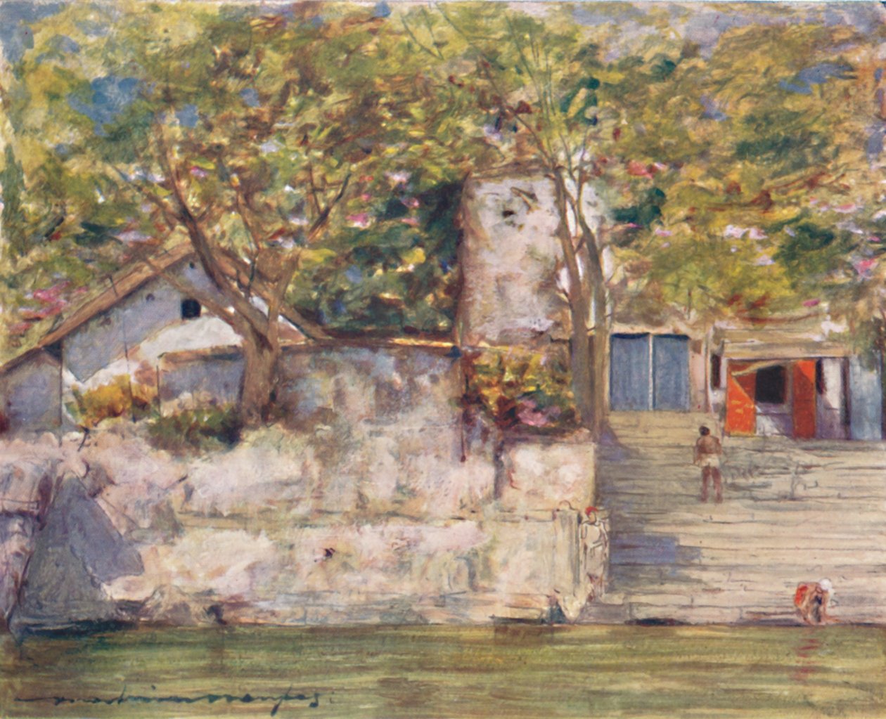 Sui gradini del fiume ad Agra, 1905 da Mortimer Ludington Menpes