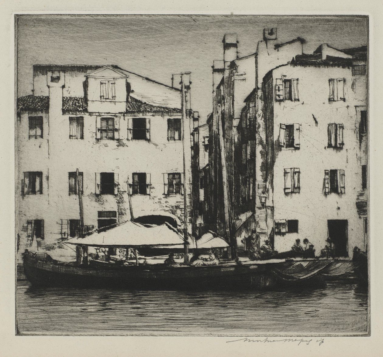 Barche su un canale, isola veneziana da Mortimer Menpes