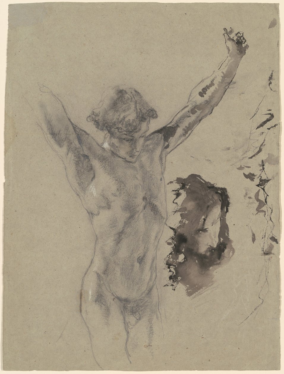 Studio della figura e della testa di Cristo in "Cristo sulla croce e Maria Maddalena" da Mose Bianchi