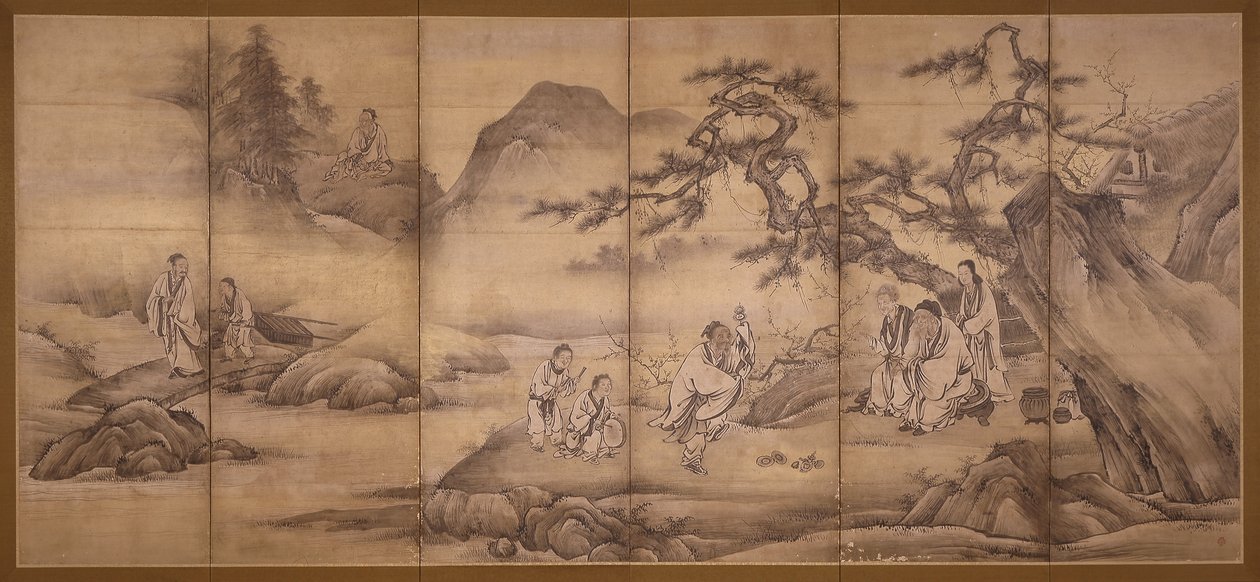 Scene dai 24 Paragoni di Pietà Filiale da Motonobu Kano