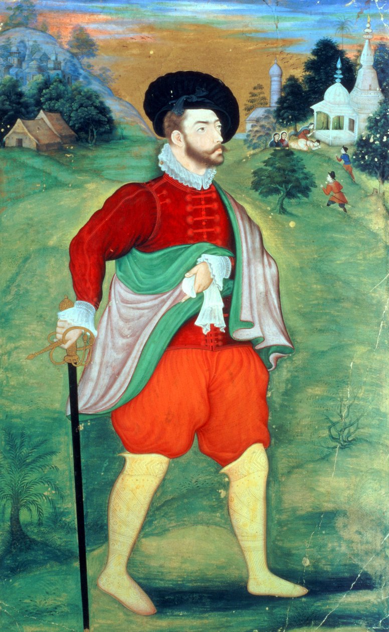 Un Europeo in India, c.1556-1605 da Mughal School