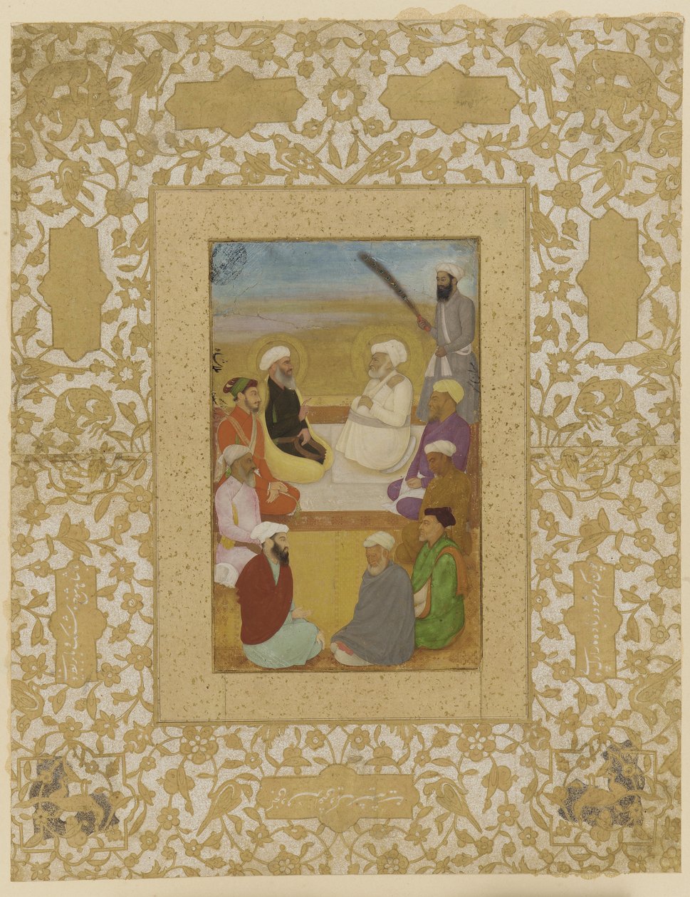 Dara Shikoh con Mian Mir e Mulla Shah, foglio di album staccato con dipinto, c.1640 da Mughal School