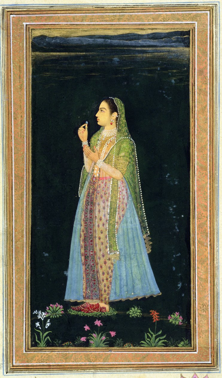 Donna che tiene un fiore, dal Piccolo Album Clive da Mughal School