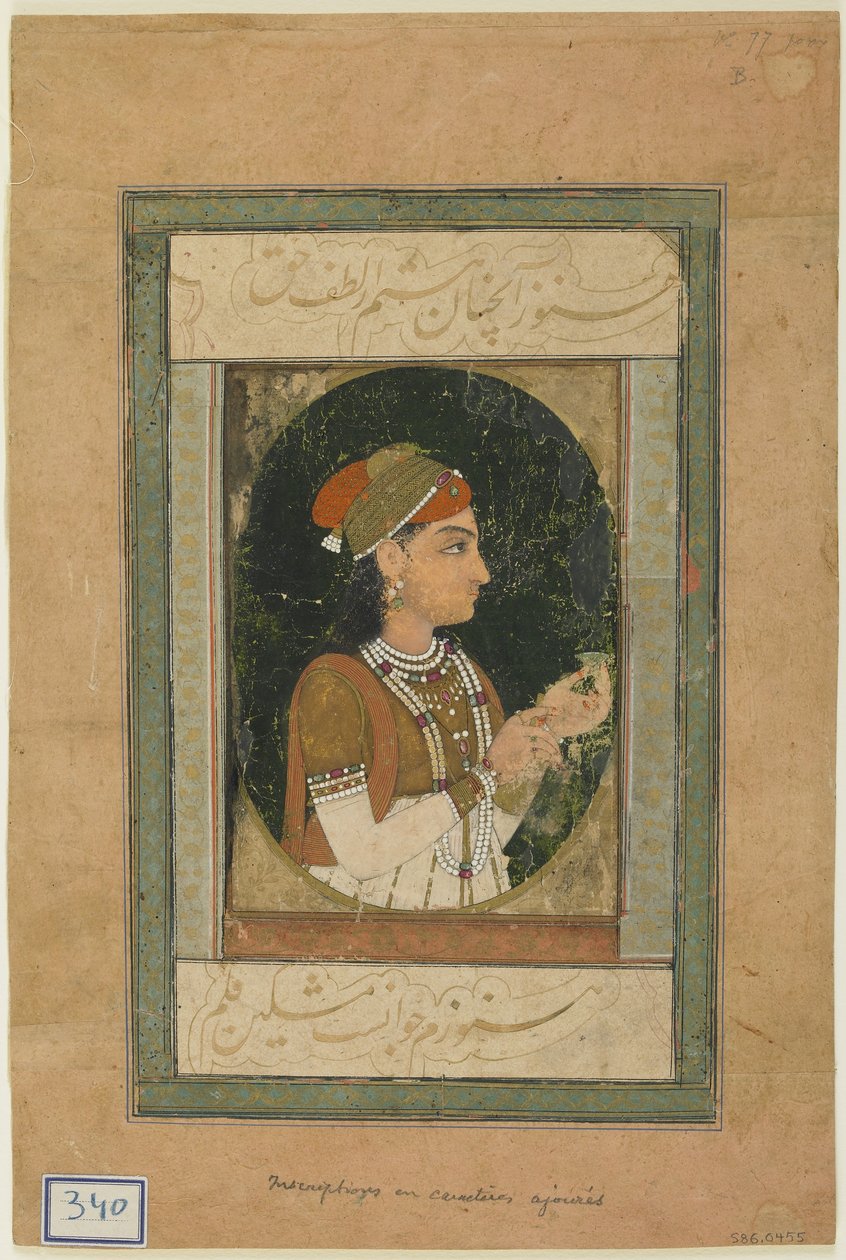 Ritratto di una principessa, Album folio con pittura, metà del XVIII secolo da Mughal School