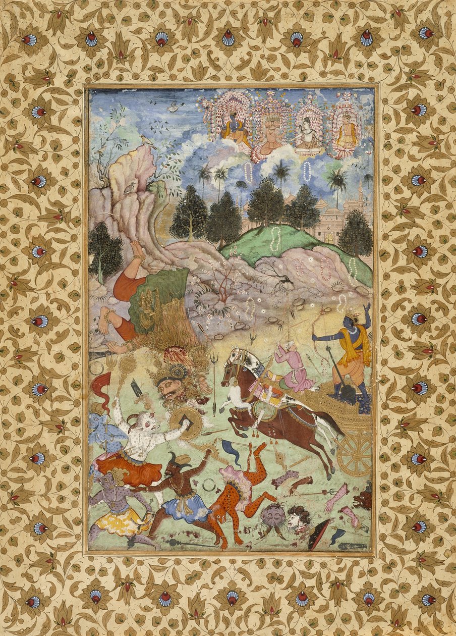 Pradyumna uccide Samvara, c.1585-90 da Mughal School