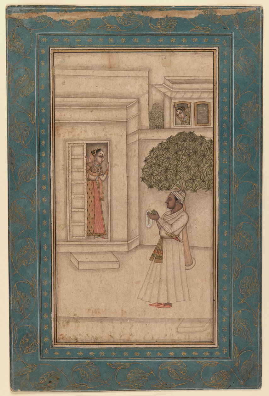Principe e il suo amato in un giardino, c.1760 da Mughal School