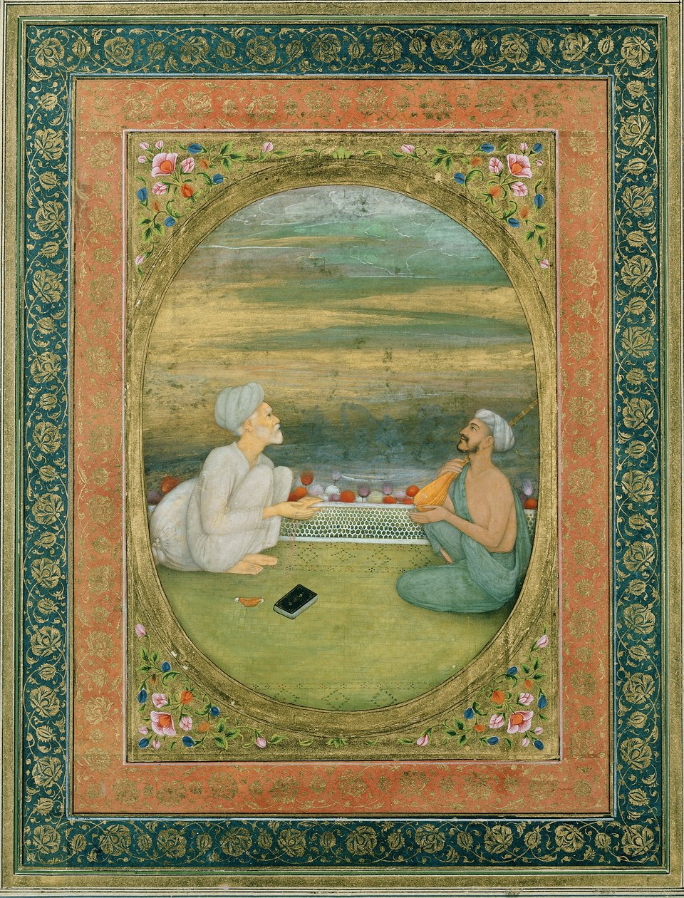 Un mullah e un musicista, c.1640-1650 da Mughal School