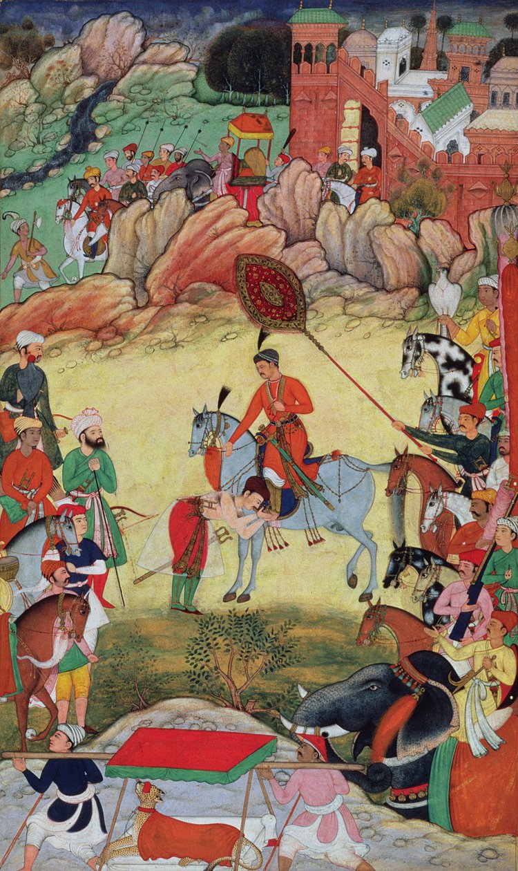 Adham Khan rende omaggio ad Akbar a Sarangpur, India Centrale, nel 1560 o 1561, dall