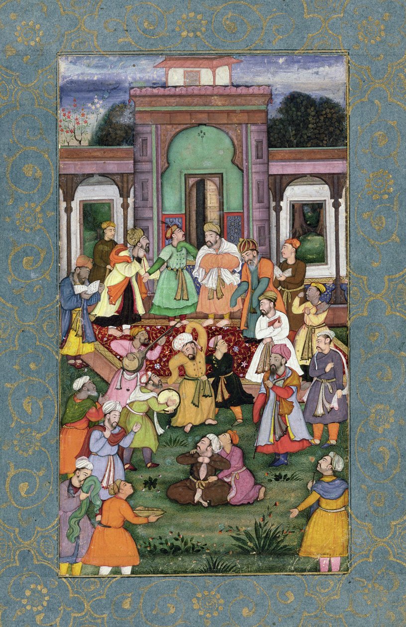 Gruppo di Dervisci rotanti, dal Grande Album Clive, c.1595 (acquerello opaco con oro su carta) da Mughal School