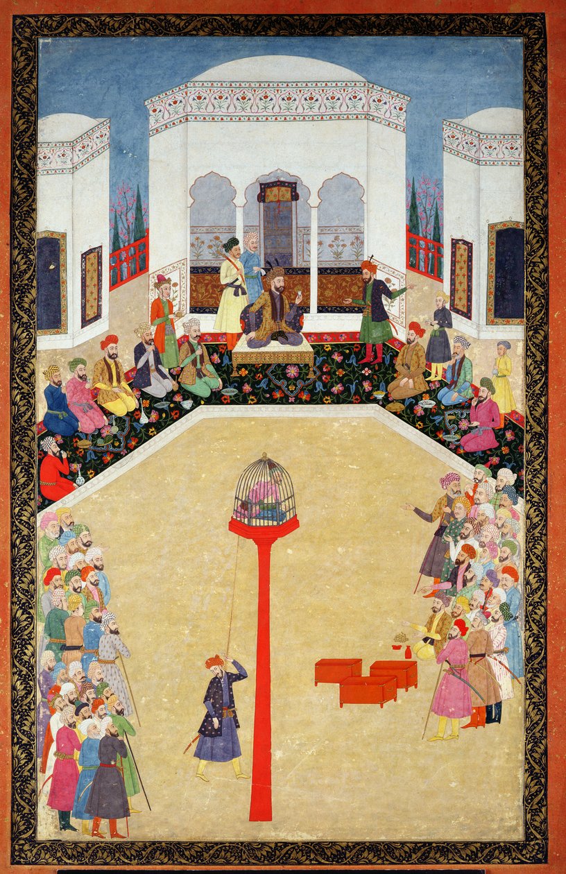 La cattura del Sultano Bayazid di Turchia, Johnson Album I, no.2 numerato 9, c.1680 da Mughal School