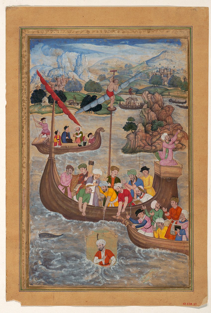 Alessandro calato in mare in una campana da sub, 1597-8 da Mukunda attr. to Mukunda attr. to