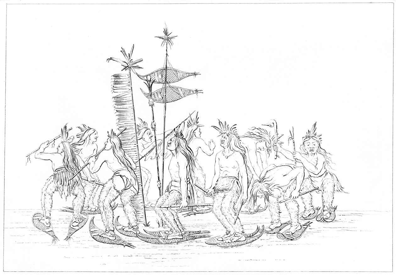 Danza con racchette da neve dei Chippewa, 1841 da Myers and Co