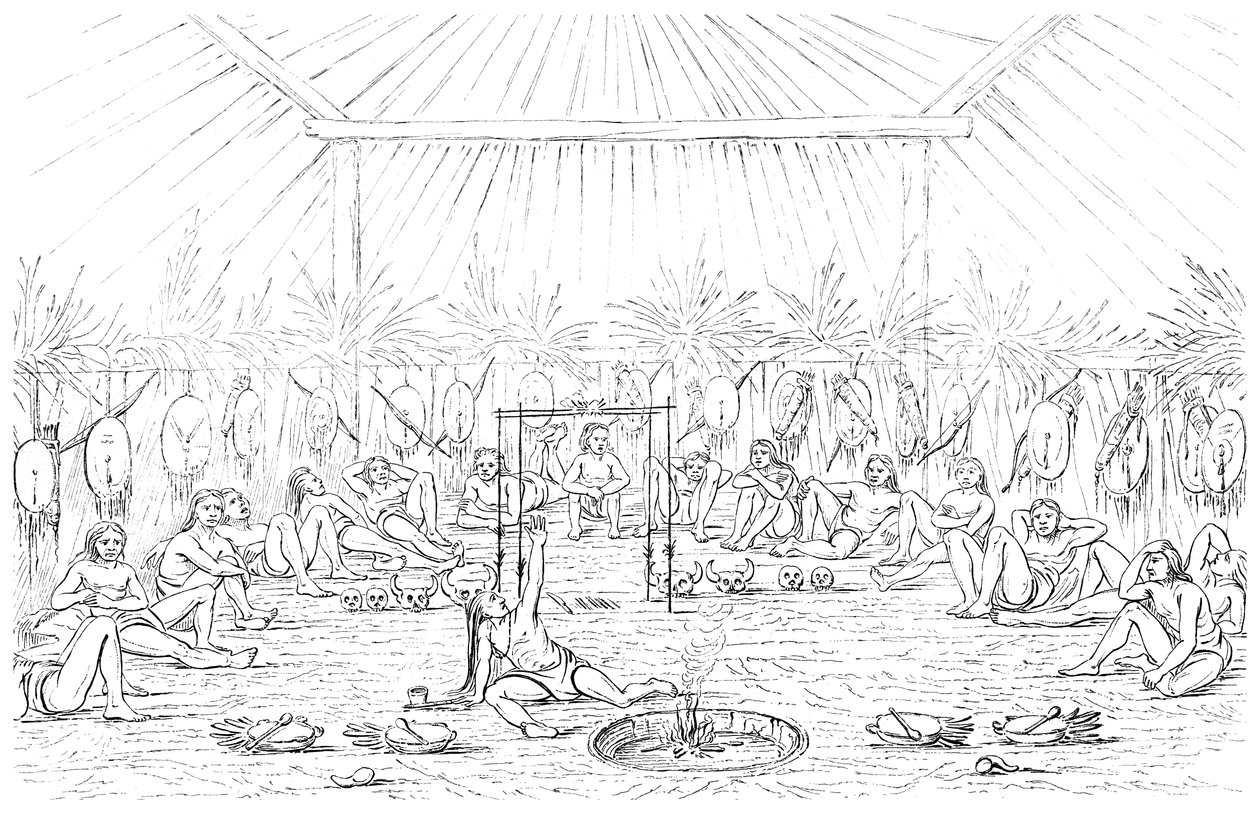 Sciamano e interno di un teepee, 1841 da Myers and Co