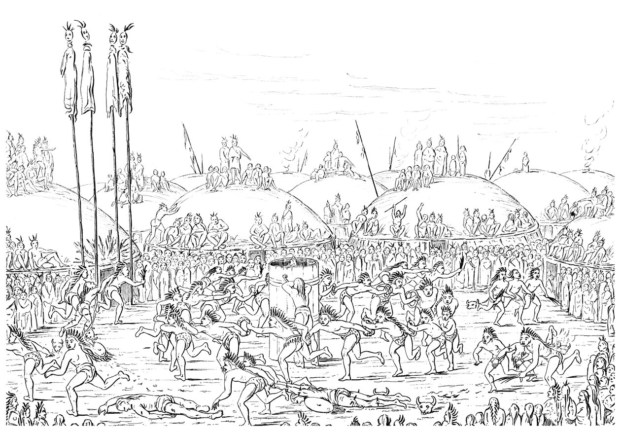 Cerimonia religiosa, Villaggio Mandan da Myers and Co