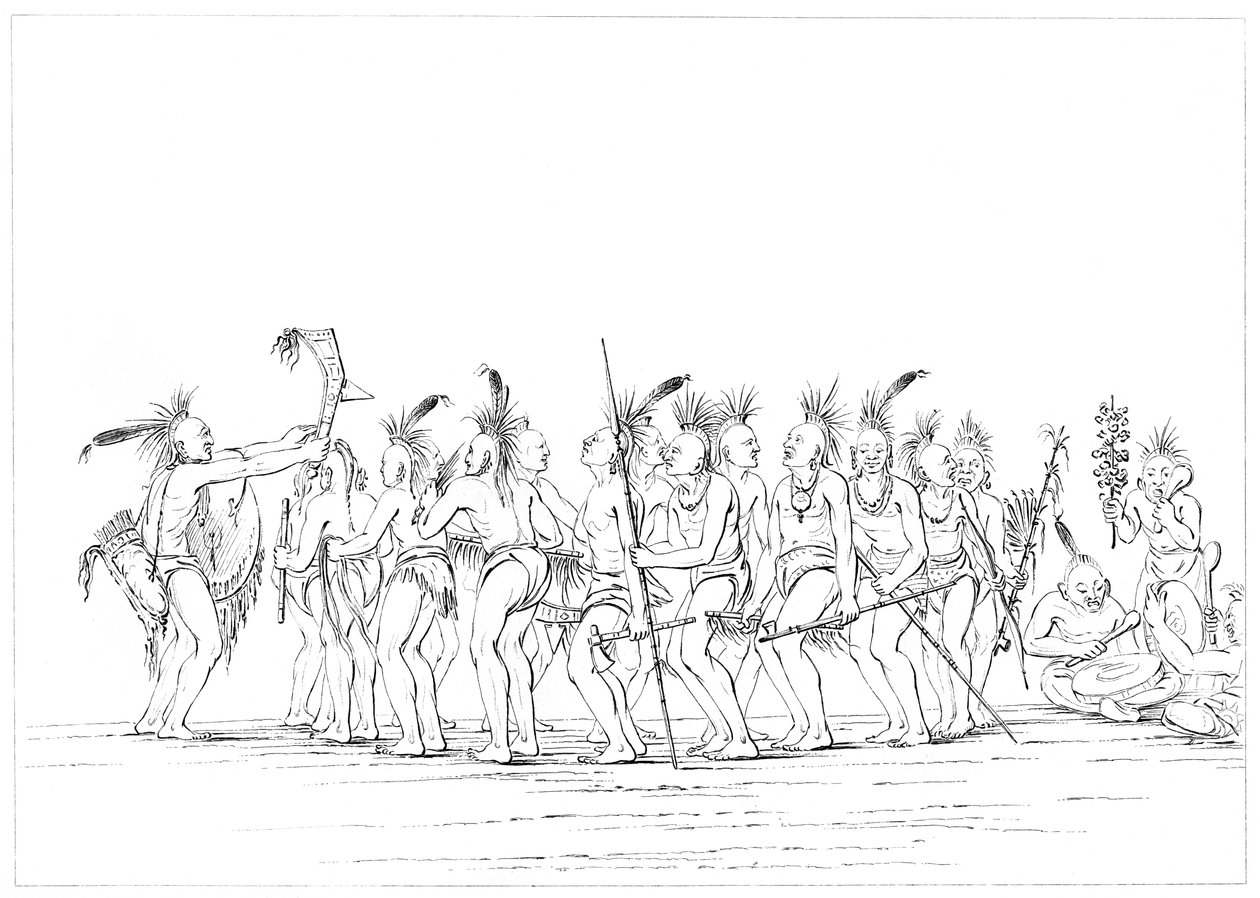 Danza degli schiavi, Sac e Fox, Rock Island, Alto Mississippi, 1841 da Myers and Co