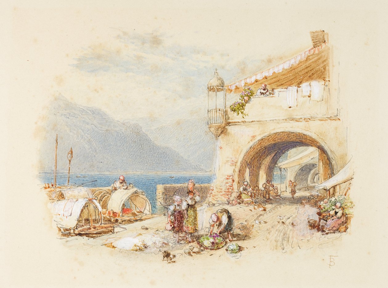 Bellagio, Lago di Como, c.1850-75 da Myles Birket Foster