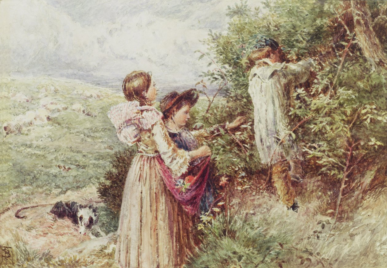 Bambini che raccolgono more, XIX secolo da Myles Birket Foster