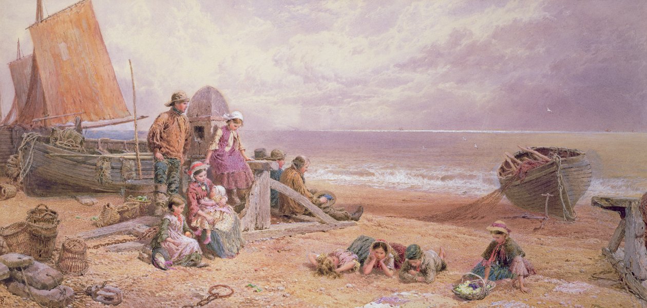 Rottingdean, Scena sulla Spiaggia da Myles Birket Foster