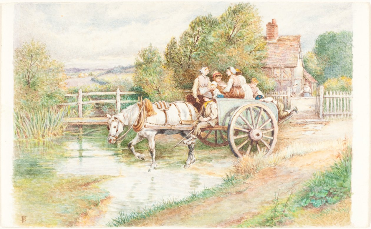 Bambini su un carro da Myles Birket Foster