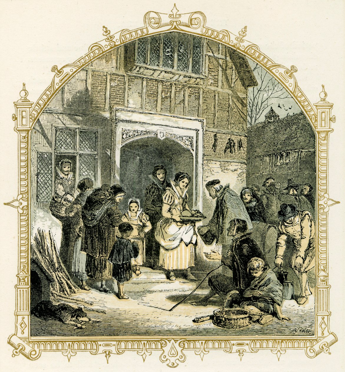 Scena natalizia elisabettiana da Myles Birket Foster