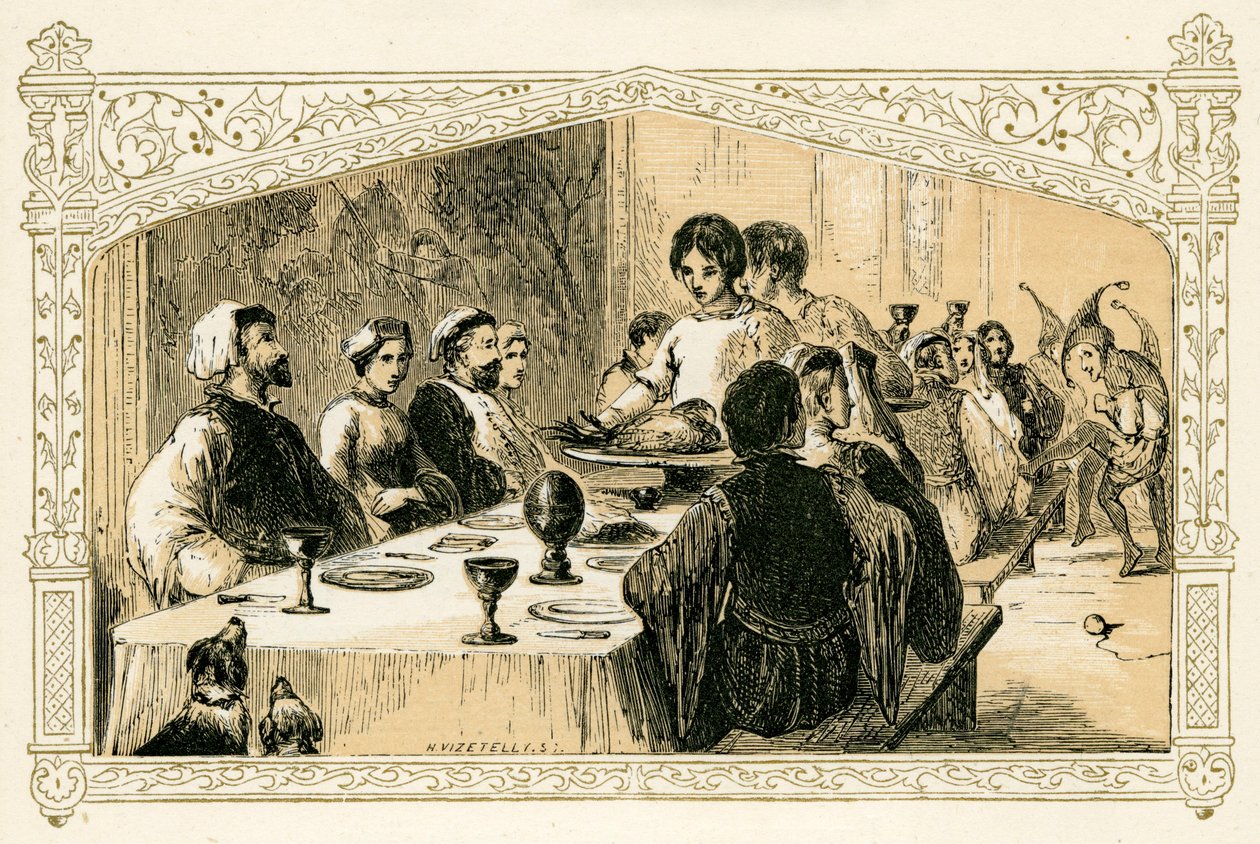 Festa di Natale medievale da Myles Birket Foster