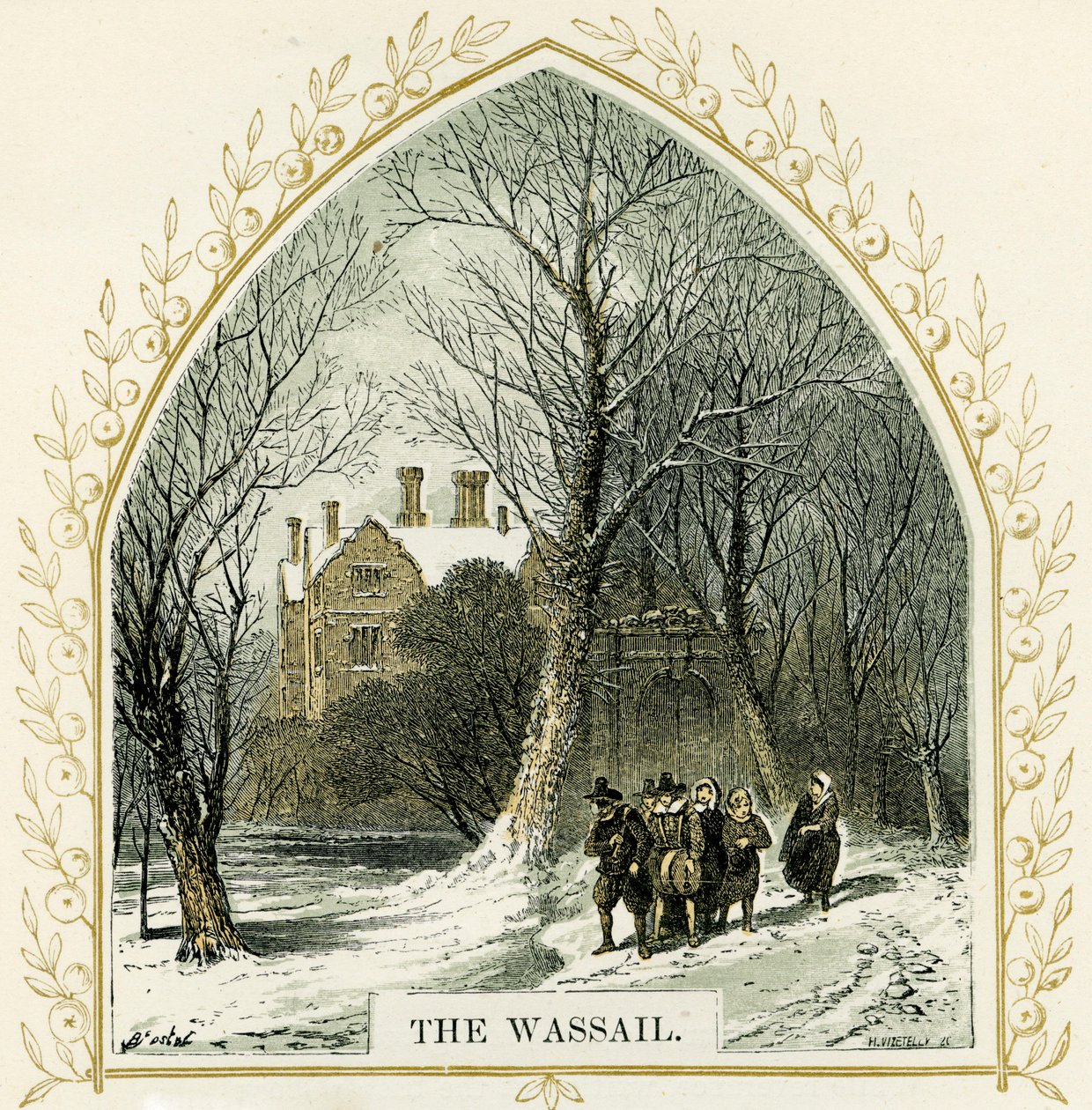 Il Wassail - illustrazione di Birket Foster da Myles Birket Foster
