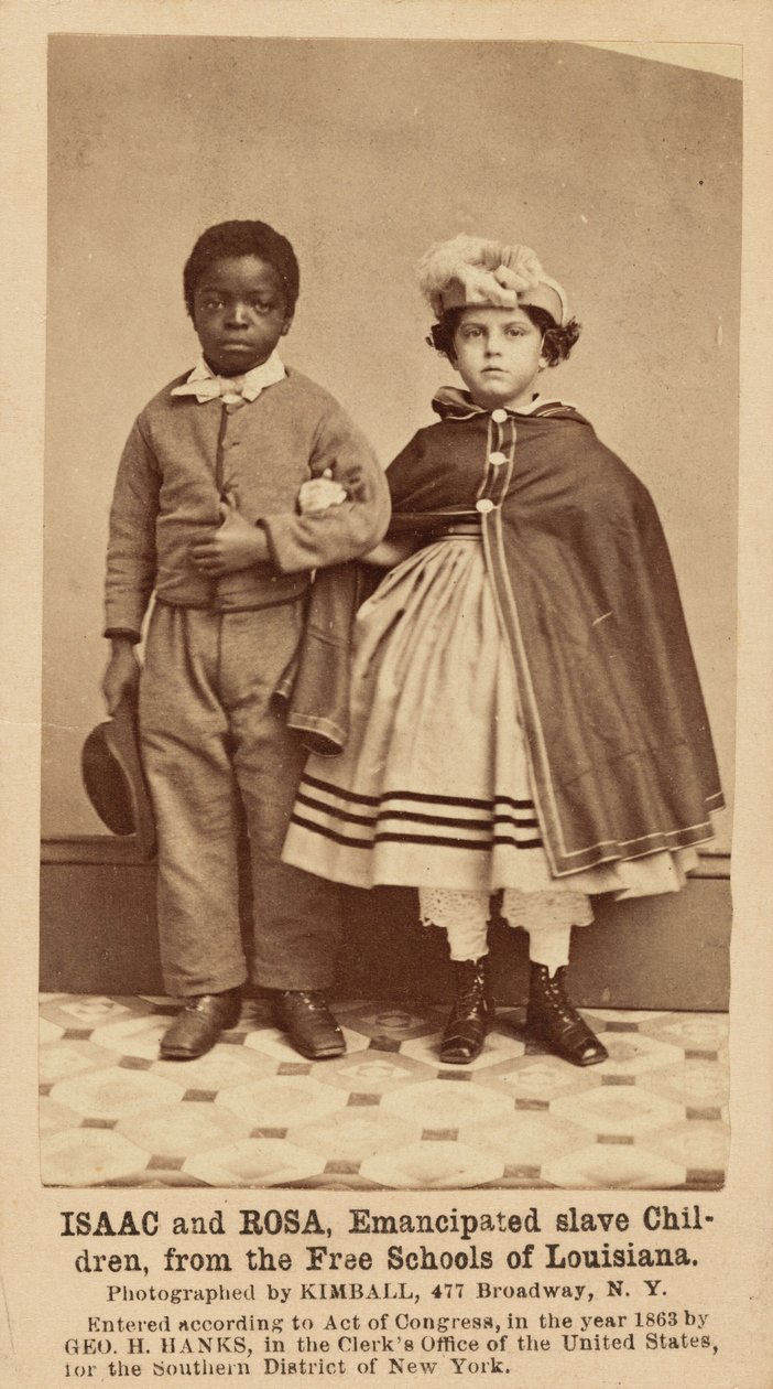 Isaac e Rosa, bambini schiavi emancipati dalle scuole libere della Louisiana, 1863-1864 (foto) da Myron H. Kimball
