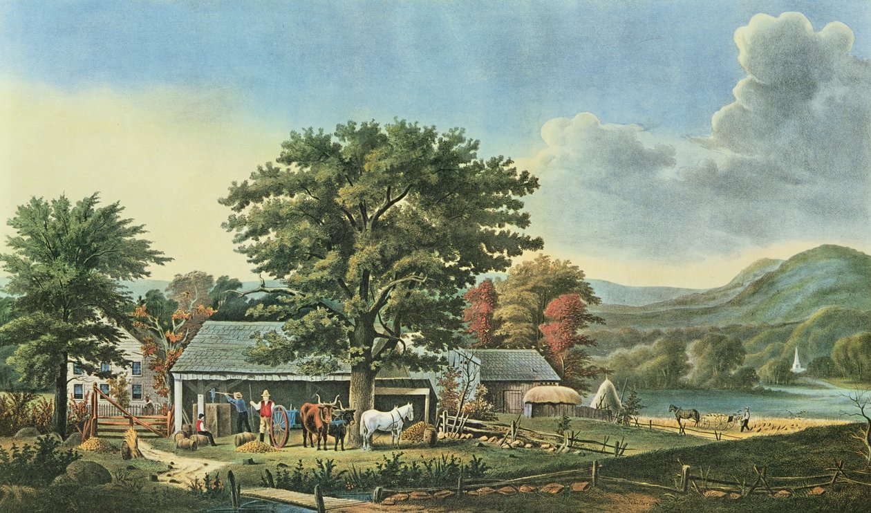 Autunno nel New England - Produzione di sidro, 1866 da N. and Ives, J.M. Currier